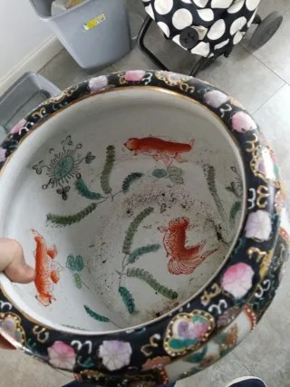 Jarrón chino de porcelana con peana