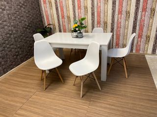 Mesa Blanca + 6 Sillas Diseño Nórdico NUEVO