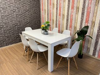 Mesa Blanca + 6 Sillas Diseño Nórdico NUEVO