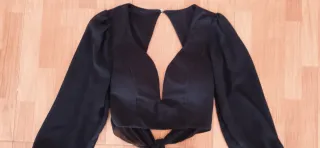 Top negro manga larga talla M