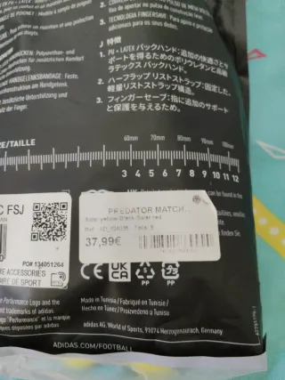 Guantes Portero Adidas Predator Infantil. Talla 5