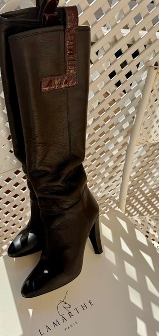 Botas altas LAMARTHE piel marrón y negro