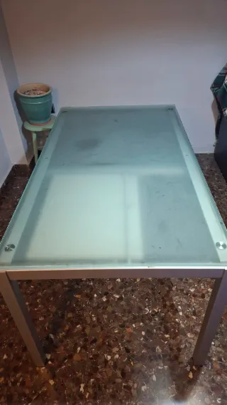 Mesa de comedor cristal y metal Abierta 191