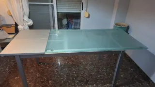 Mesa de comedor cristal y metal Abierta 191