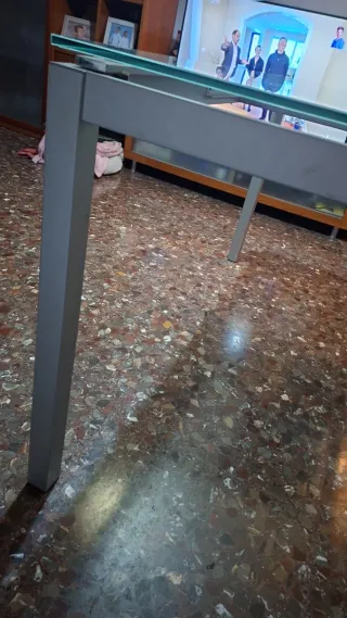 Mesa de comedor cristal y metal Abierta 191