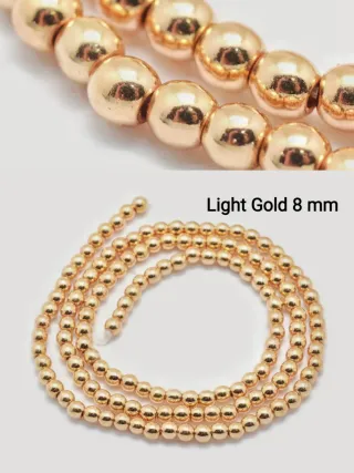 Ematite - Perline Light Gold 8 mm.