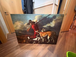 Cuadro grande de cazador con perros