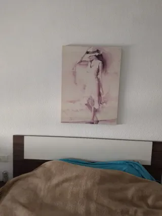 Cuadro mujer con sombrero acuarela