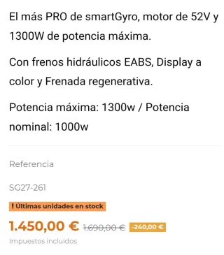 Smartgyro Raptor Patinete Eléctrico