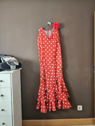 Vestido rojo lunares blanco talla única