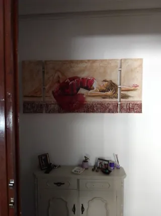 Cuadro Lienzo Mujer Vestido Rojo