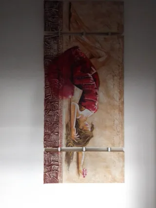 Cuadro Lienzo Mujer Vestido Rojo