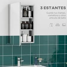 Armario de Baño con Espejo   39x12x60 cm Plata