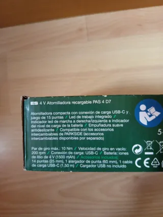 Atornillador recargable Parkside 4V