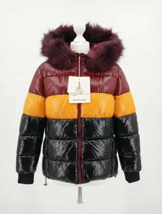 Giubbotto donna multicolore con cappuccio