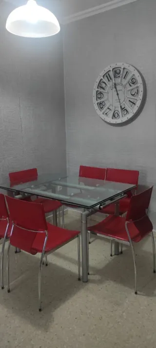 Mesa de comedor extensible cristal y metal