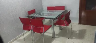 Mesa de comedor extensible cristal y metal