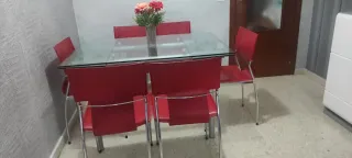 Mesa de comedor extensible cristal y metal