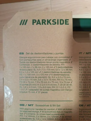 Set Destornilladores y Puntas Parkside 37 unidades