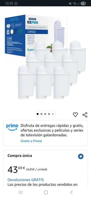 Filtros Cafetera Golden Ice Pure CMF004 (6uds)