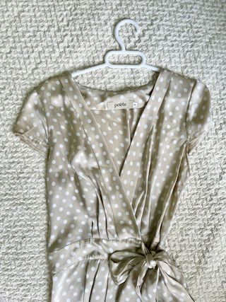 Vestido Poete lunares cruzado beige