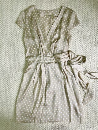 Vestido Poete lunares cruzado beige