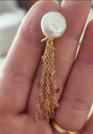 Pendientes Luxenter Perla y Piedras malvas