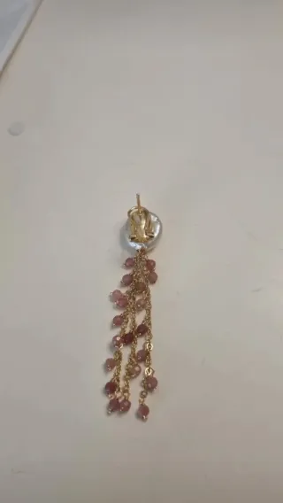 Pendientes Luxenter Perla y Piedras malvas