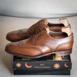 Carmina Rain Oxford Brogue Wingtips Brown Shoes 41