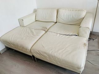 2 Sofás Chaise Longue Piel Blanca muy comodas