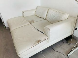2 Sofás Chaise Longue Piel Blanca muy comodas