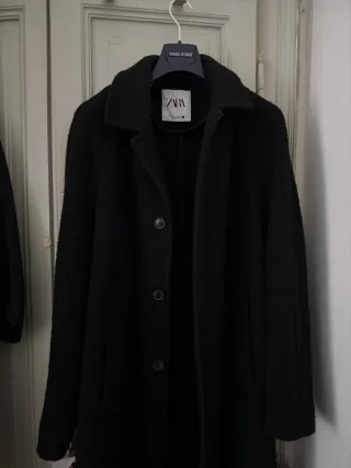 Cappotto Zara Uomo L Nero Lana
