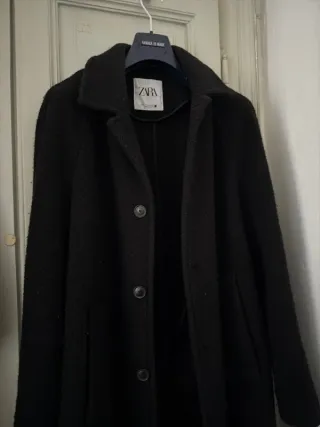 Cappotto Zara Uomo L Nero Lana