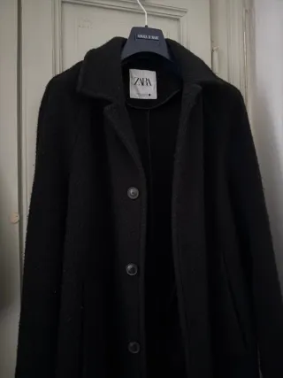 Cappotto Zara Uomo L Nero Lana