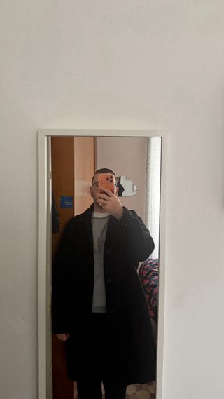 Cappotto Zara Uomo L Nero Lana