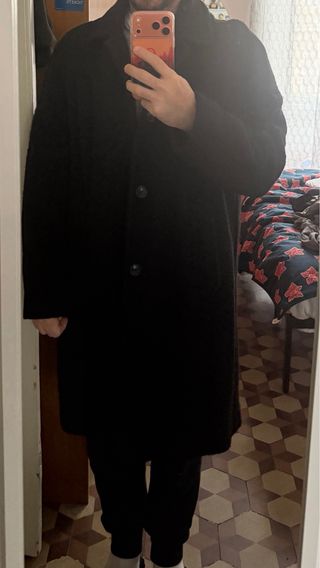 Cappotto Zara Uomo L Nero Lana