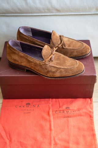 Carmina Brown Suede String Loafers Uetam 41 7,5