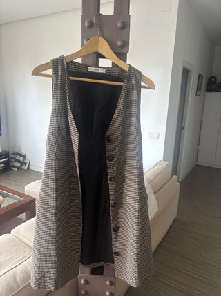 Vestido Mango Cuadros Botones