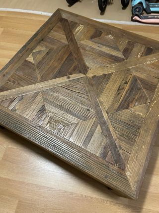 Mesa centro cuadrada rústica madera