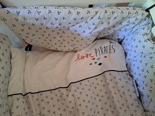 Lote Minicuna Allegra 5 en 1 + textiles PIRULO