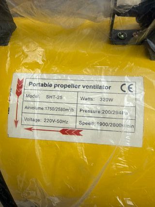 Ventilador Extractor VEVOR DGT-25 Amarillo