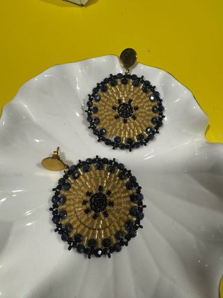 Pendientes Murano Negros y Dorados