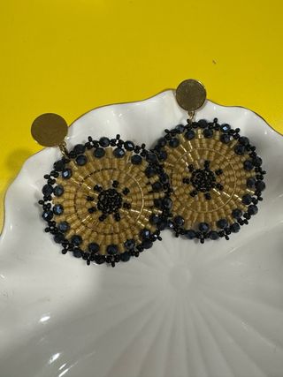 Pendientes Murano Negros y Dorados