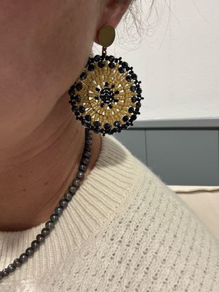 Pendientes Murano Negros y Dorados