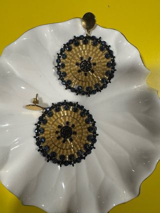 Pendientes Murano Negros y Dorados