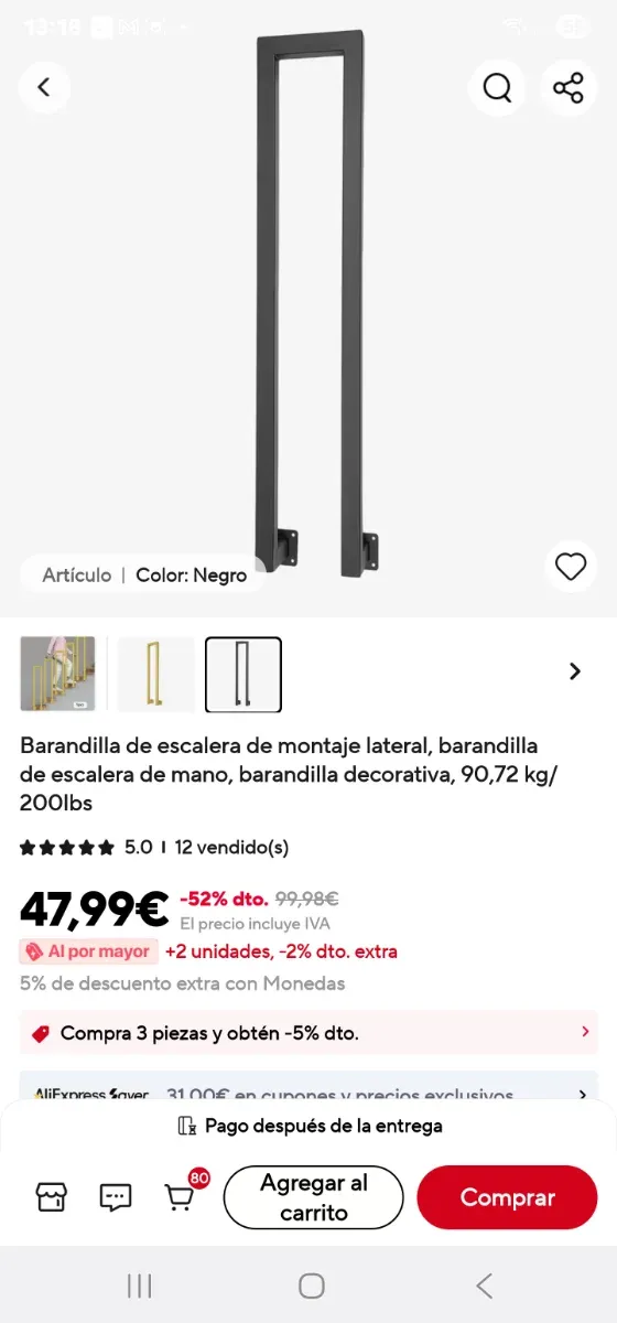 Barandilla Escalera Montaje Lateral