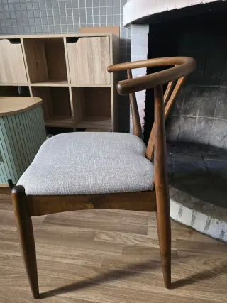 Silla Comedor Madera Nogal Tapizada x4 unidades