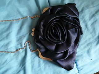 Bolso de fiesta raso flor dorado