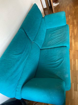 Sofá de tela color turquesa de 2 plazas