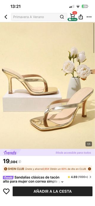 Tacones tipo chancla dorados